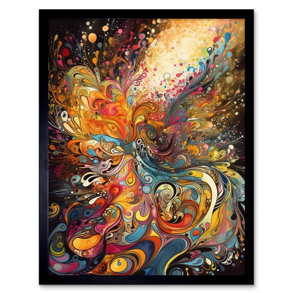 Vibrant Colour Sound Waves Music Artwork Art Print Framed Poster Wall Decor 12x16 inch
