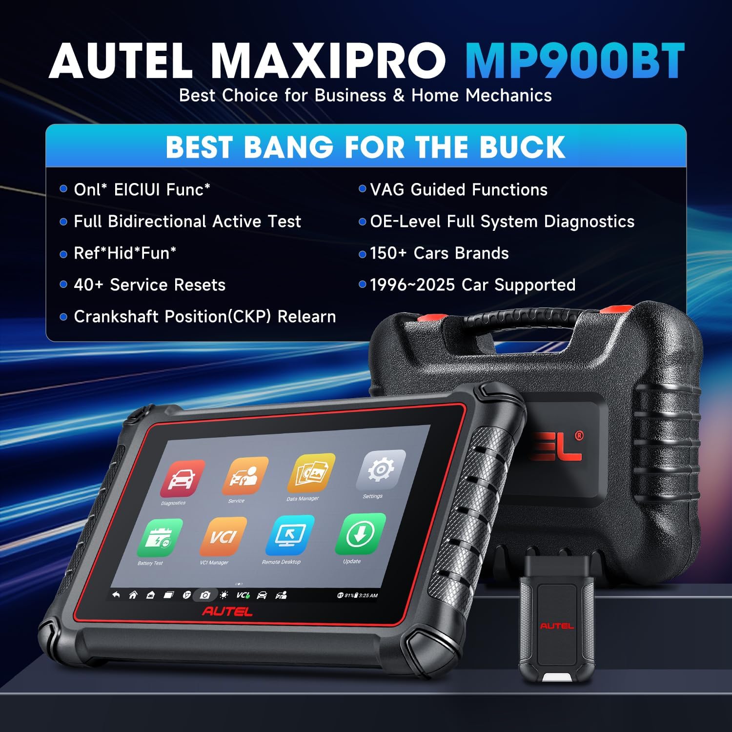 Autel Scanner MaxiPRO MP900BT - 2026 MP900-BT Up of MP900, w/MV108S DoIP CAN FD, Advanced Diagnostic Scan Tool , 3000+ Test, 40+ Reset, OS11, FCA SGW