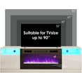 thumbnail image 6 of Merluxy 80" TV Stand with 40" Fireplace Large Modern Matte Texture Media Entertainment Center with Highlight Cabinet for TVs up to 90", White&Black, 6 of 7