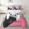thumbnail image 2 of Manfei Gamer Gaming Lover Bedding Comforter Set 7 Pieces for Boys, Cartoon Game Console Full Bedding Set, Black Pink Reversible Fitted Sheet Flat Sheet, Microfiber Bedroom Decor, 2 of 7