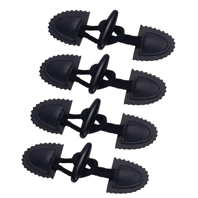 4 botones de alternancia para abrigos, accesorios, botones sencillos para prendas de vestir, de cuero sintético, prácticos. Negro