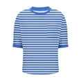 thumbnail image 5 of cocolona Womens Summer Striped Print T-shirts Crew Neck Short Sleeve Tops with Pocket Fashion Casual Loose Blouse Trendy Tees, 5 of 6