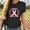 #429-Black, variant on Ladies' Round-neck Breast Printed Short-sleeved T-shirt Top