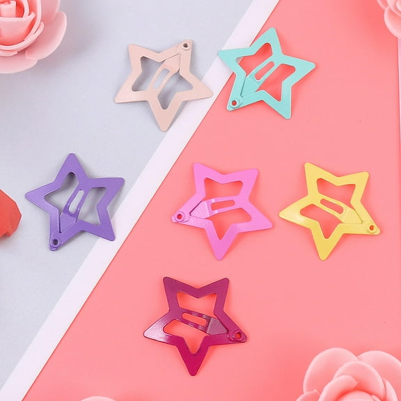 PBPBOX Toddler Star Hair Clips Lacquer Coating Multi Color 12Pcs Holds Hair in Place for Special Occasions Infants