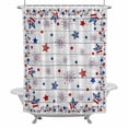 thumbnail image 2 of Vintage Star Shower Curtain for Bathroom Decor, Flag Red Blue Star Fireworks Independence Day Wood Waterproof Fabric Shower Curtain, 66"x72" Set with 12 Hooks, 2 of 9