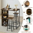 thumbnail image 5 of Garvee Space Saving Dining Table with Storage Shelves and Drawer, 3-Piece Pub Bistro Kitchen Table Set for Small Apartments, Living Rooms, and Dining Rooms, 5 of 8