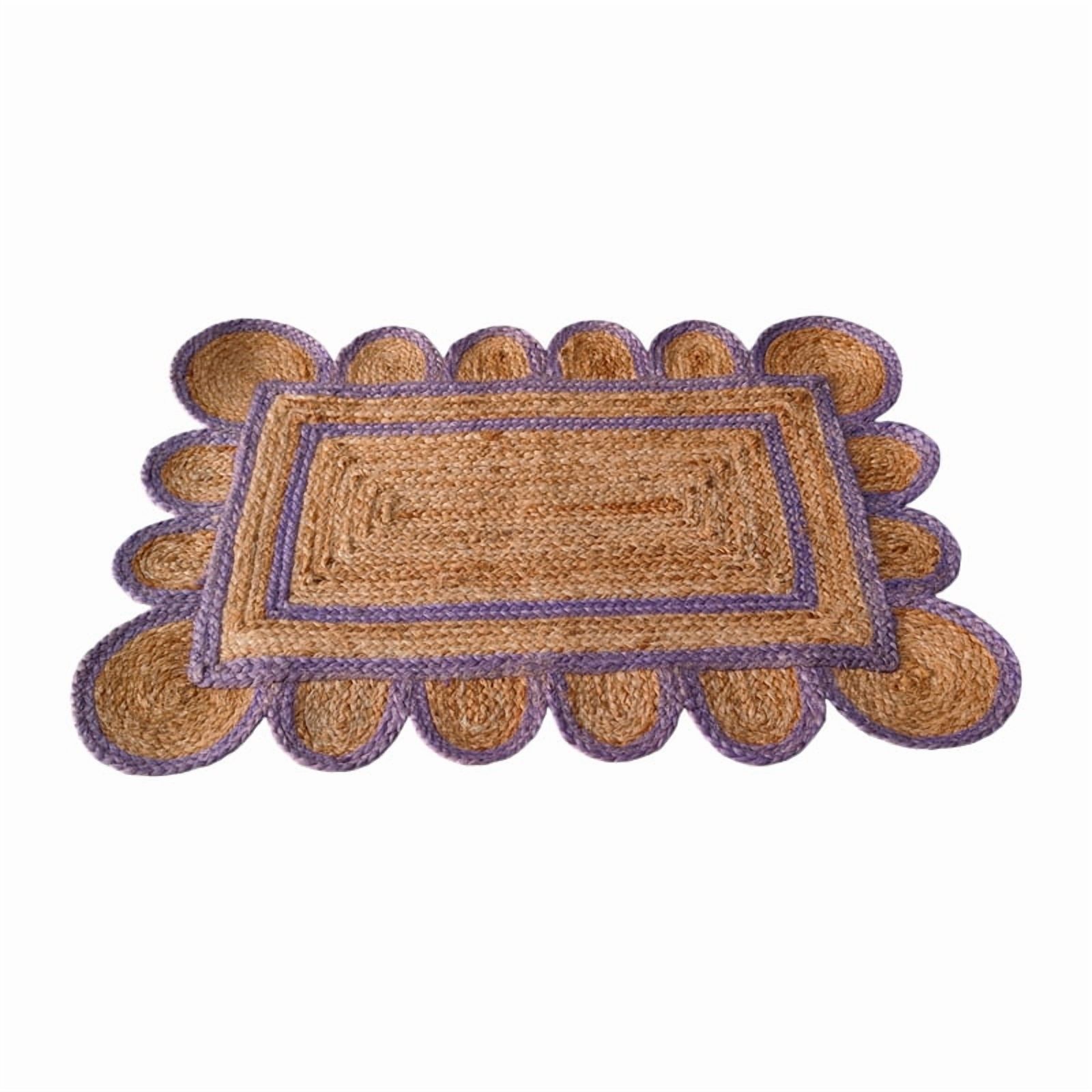 KLAVATE Scalloped Natural Mini Jute Rug