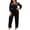 Jet Black, variant on NY Collection Womens Plus Velvet Belted Jumpsuit