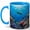 Blue, variant on Coral Reef Coffee Mug, Sea Turtle Tropical Ocean Life Design, 11 oz Ceramic Cup