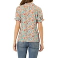 thumbnail image 5 of Allegra K Women's Floral Ruffled Short Sleeve Ruffle Neck Casual Blouses, 5 of 7