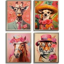 3Pcs Coastal Western Cowgirl Canvas Wall art Pink Flower Boots Hat Horse Aesthetic Painting Pictures Wall Decor Southern Girl Trendy Preppy Posters Print Artwork for Girls Room Bedroom Dorm