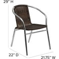 thumbnail image 3 of Wubio Commercial Aluminum and Dark Brown Rattan Indoor-Outdoor Restaurant Stack Chair, 3 of 9