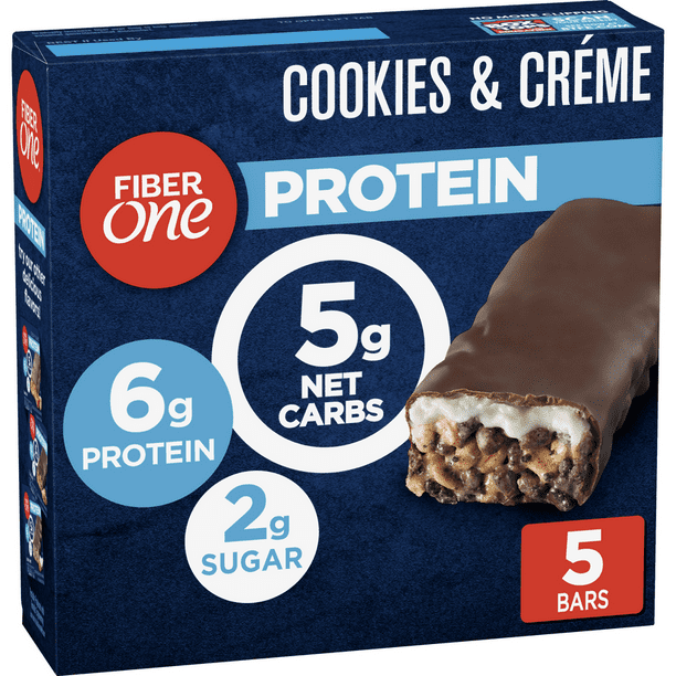 Fiber One Protein Bar, Cookies & Crème Chewy Bars, 6g Protein, Snacks