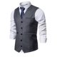 thumbnail image 2 of Chaqueta de Traje de Ocio de Bolsillo sin Cuello en V de Color Sólido sin Mangas, Trajes de Hombre de Ajuste Delgado para el Uso Formal Informal, 2 of 8