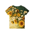 thumbnail image 6 of Cute Summer Tops for Kids Girls Size 6-7 Casual Short Sleeve Crew Neck Girls Tops Basic Daisy Floral Print T-Shirts Girls Clothes Tunic Blouse Green 3-4 Years, 6 of 6