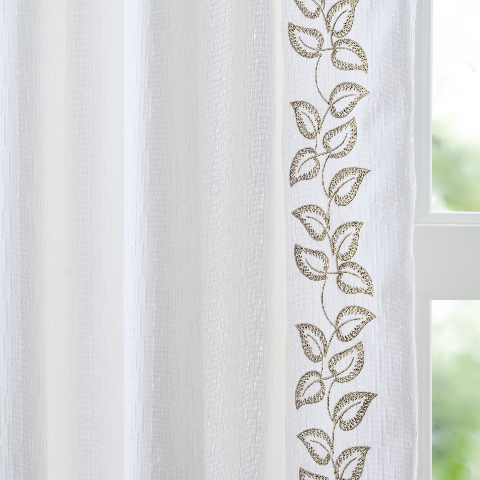 Martha Stewart Plume Curtain Panel Pair, Linen, Back Tab, Light Filtering, Indoor, Adult, 2 Piece Set, 50" x 84"