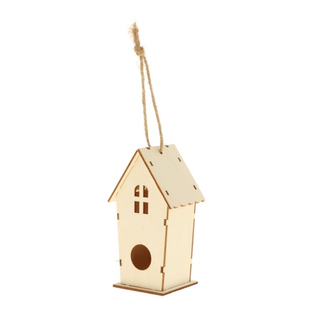 Casa para pájaros de madera natural sin terminar, para colgar en el vivero, ideal para pintar. estilo 1