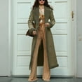 thumbnail image 3 of Women's Solid Color Long Plush Anti-Freeze Suede Wool Coat for Fall and Winter, Warm and Stylish for Cold Weather,Army Green,L, 3 of 7