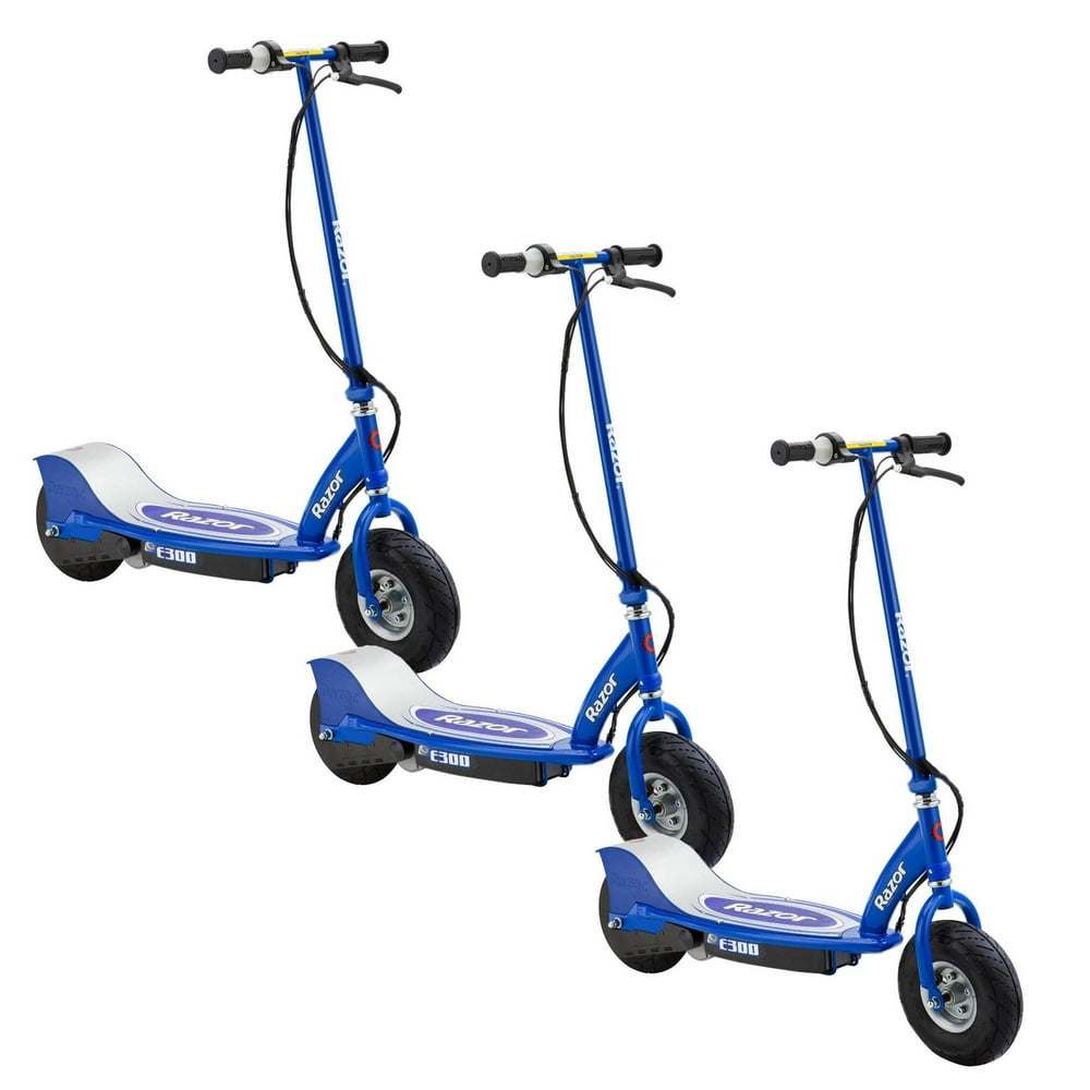 Razor E300 Electric Rechargeable Motorized Ride On Kids Scooter, Blue (3 Pack)
