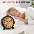thumbnail image 3 of Battery Operated Alarm Clock, Night Light, Vintage Hanging Super Quiet Non Ticking Analog Table Clock for Bedroom Bedside Table, Desk, Shelf, 3 of 5
