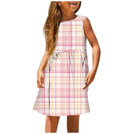

WUXIAN Toddler Girls Dress Fashion Cute Spring Summer Printed Round Neck Sleeveless Casual Baby Sundress Children Versatile Dailywear