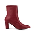 thumbnail image 3 of BLISSFUL STEP Women's Boots Pointy Toe Back Zip Block Heel Ankle Boots Red 8, 3 of 7