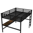 thumbnail image 4 of YDSM  Metal Queen Size Loft Bed with Power Outlet and LED Lighted, Space-Saving, Noise Reduced, Black, 4 of 6