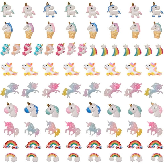 10 Styles Unicorn Rainbow Theme Resin Flatback Cabochons Beads Charms for DIY Phone Decor Scrapbooks Embellishments Hair Costume Accessories Christmas Ornaments DIY