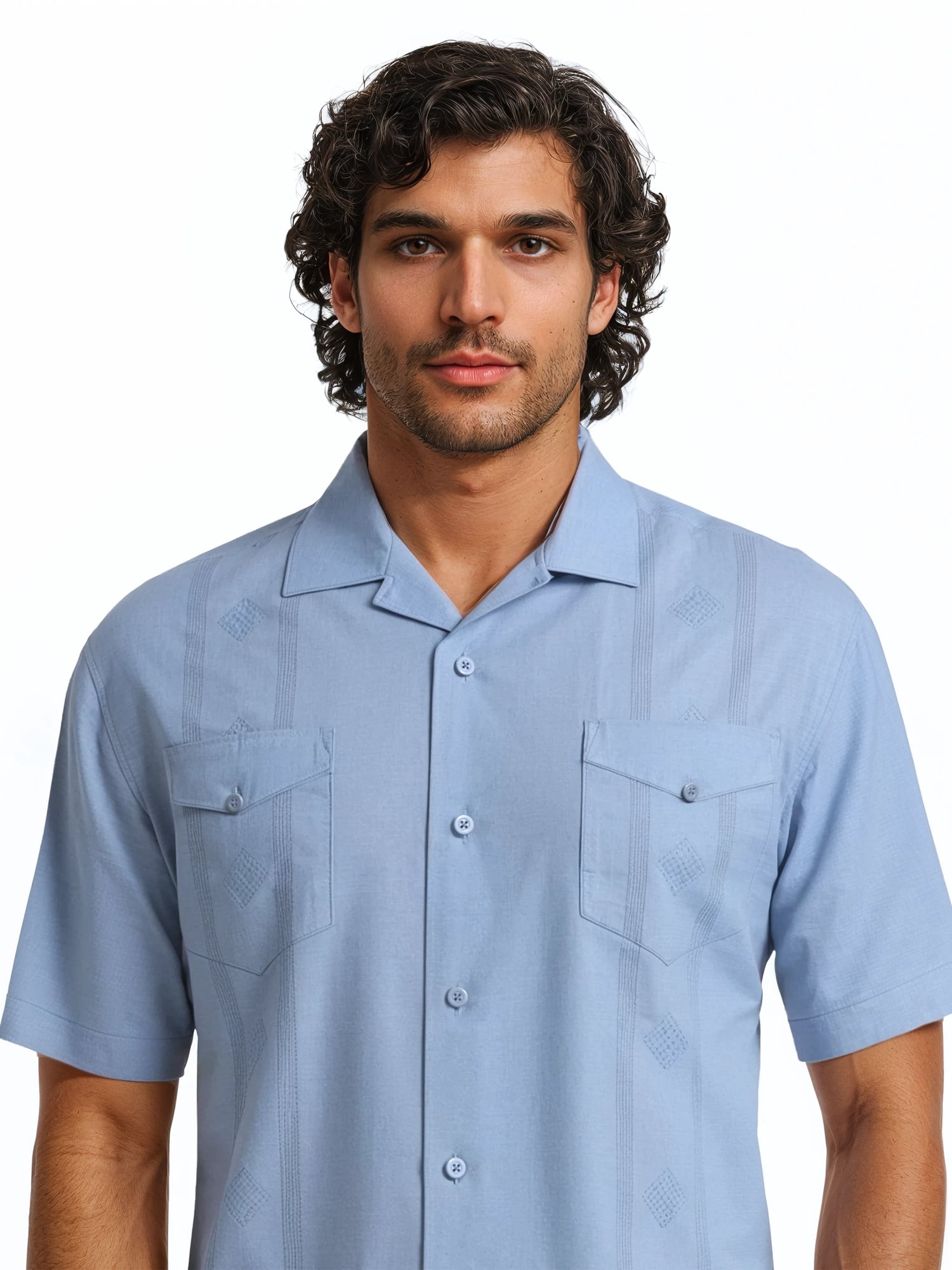 Havanera Men's and Big Men's Camp Collar Guayabera Short Sleeve Button-Down Shirt, Sizes S-5XL