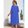 thumbnail image 6 of FEREMO 100% Cotton Nightgowns for Plus Size Women Pleated Soft Sleepwear with Pockets, 6 of 7