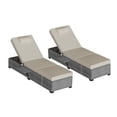 thumbnail image 2 of Outdoor Chaise Lounge Chairs Set of 2, Patio Pool Lounge Chairs PE Wicker Rattan, Pool Lounge Chair w Removable 25D Cushion & Storage Table, 5 Position Adjustable Back Pool Sunbathing Recliner, 2 of 9