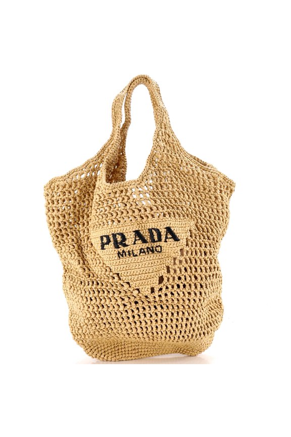 Pre-Owned Triangle Logo Bucket Tote Raffia Small By Rebag