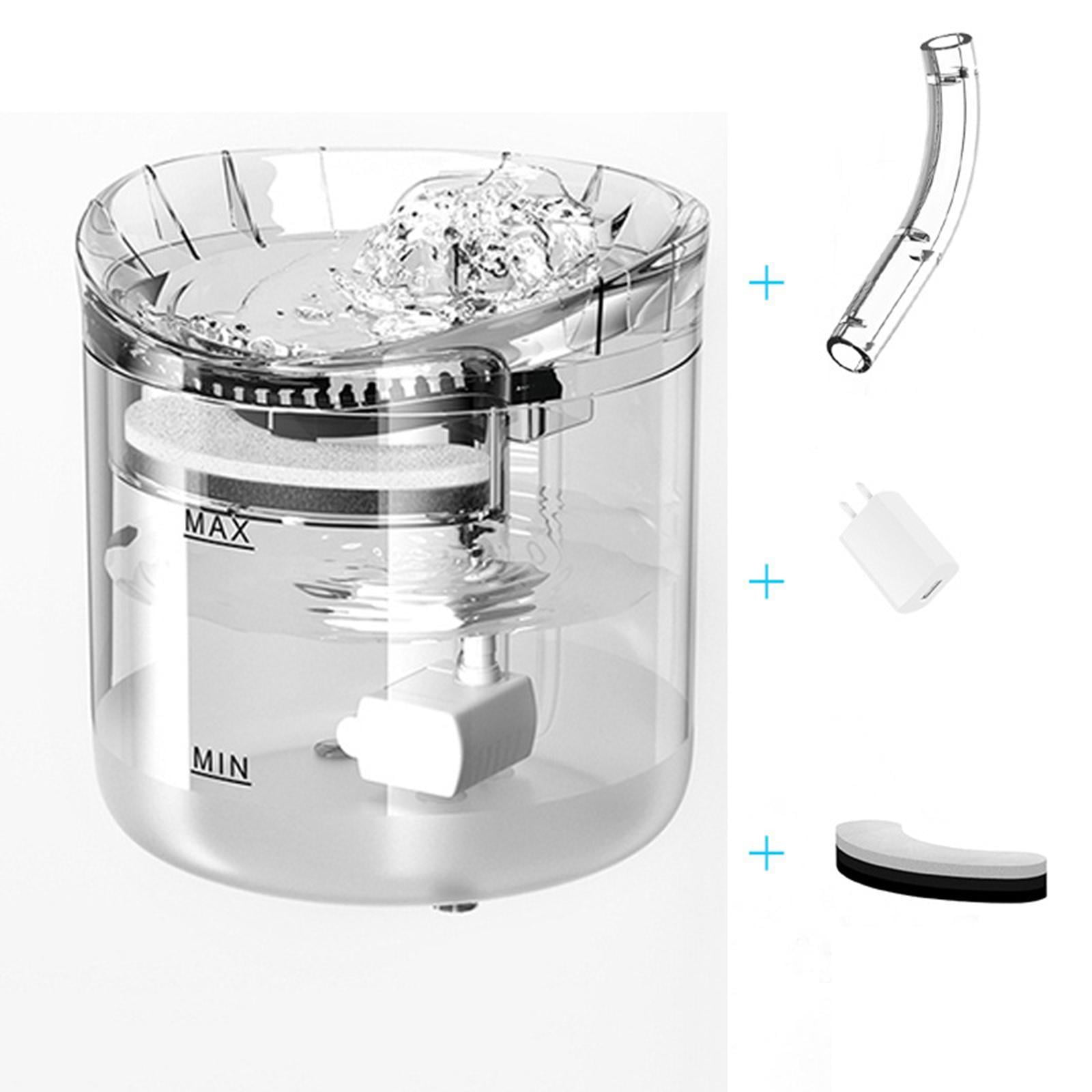 Cat Water Fountain, 1.8L Pet Drinking Fountain for Water Shortage , Cat and Dog Fountain with Filters 2 Modes, Transparent Non Intelligent
