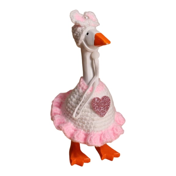 Desk Goose Outfits, Denbek Hand-Knitted Doll Set with Interchangeable Outfits, Garden Decoration Figurine Ornament, Multi-Themed Costumes