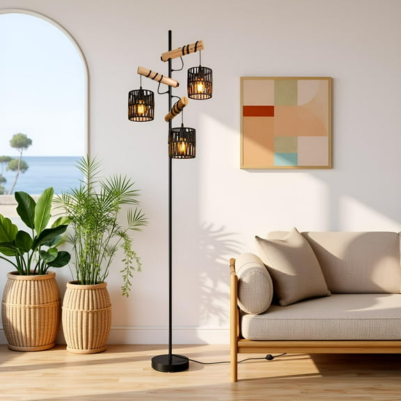 70" Floor Lamps for Living Room,Natural Shades, Tall Standing Lamp