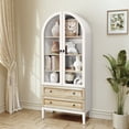 thumbnail image 6 of HLR 70" Tall Arched Bookshelf, Kitchen Pantry Storage Cabinet, 4-Tier Bookcase with 2 Doors for Living Room, Kitchen, Home Office, White, 6 of 6