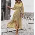 thumbnail image 1 of Vestido de tirantes de manga larga para mujer, vestido floral con cintura cruzada Vestido cruzado de manga larga para mujer Vestido de manga larga con vuelo Tecnología avanzada, 1 of 8