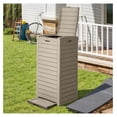 thumbnail image 3 of 38 Gallon Large Outdoor Trash Can, Waterproof Resin Hideaway Garbage Bin with Lid and Drip Tray, Outside Trash Bin for Porch, Backyard, Deck, Patio, Poolside, Easy to Clean, Taupe, 3 of 8