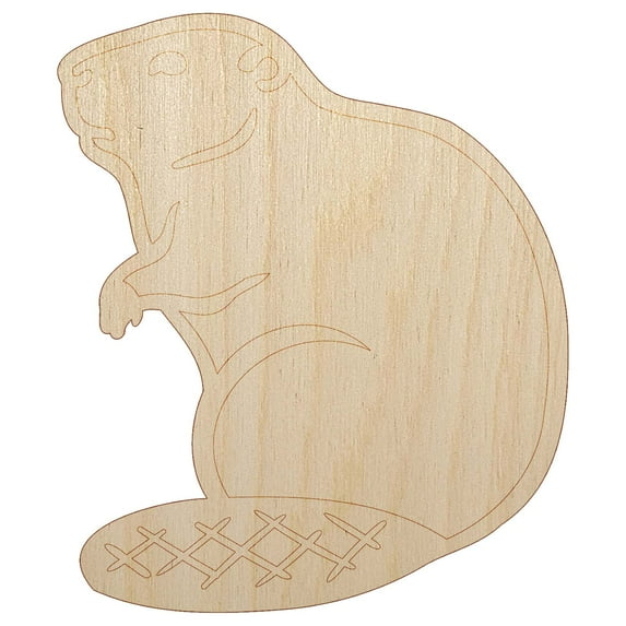 Beaver Sitting Wood Shape Unfinished Piece Cutout Craft DIY Projects - 6.25 Inch Size - 1/4 Inch Thick