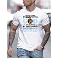 thumbnail image 1 of 'I WOULD RATHER STAND WITH GOD...' Print Tees For Men, Casual Crew Neck Short Sleeve T-Shirt, Comfortable Breathable T-shirt For All Seasons, 1 of 6