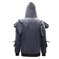 thumbnail image 5 of Dwelliawo Men's Hoodies Arthur Knight Elbow Protection Armor Halloween Party Sweatshirt Cosplay Retro Mask Drawstring Costumes with Kangaroo Pocket Gray L, 5 of 6