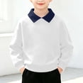 thumbnail image 7 of Falkdiz Long Sleeve Shirts for Boys Polo Comfy Pullover Casual Outdoor Solid Color Collar Boys Tshirts,White,Size: 2-3, 7 of 7
