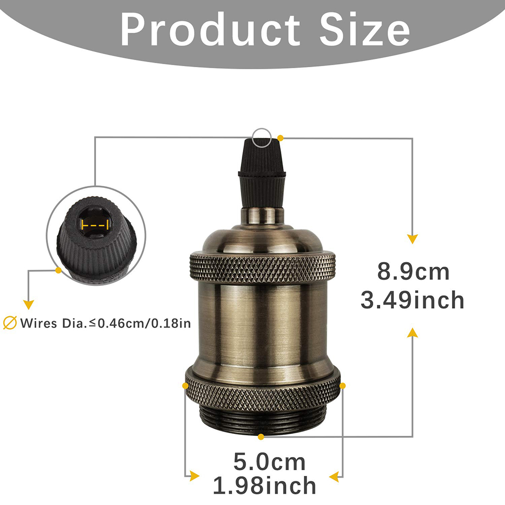 Gadvery Vintage Bulb Socket Adapter Fitting, Adjustable E26/E27 Lamp Holder, Retro Stand Screw Light Bulb Edison Lamp Socket - image 4 of 5