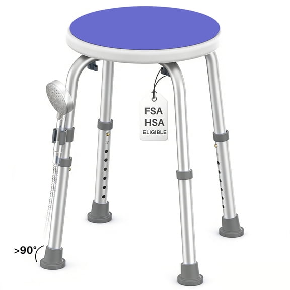 KEKOY Adjustable Shower Stool, FSA/HSA Eligible Bath Stools for Inside Shower Anti-Slip Round Plastic Upgraded Bathroom Seats,Tool-Free Bath Chairs for Seniors