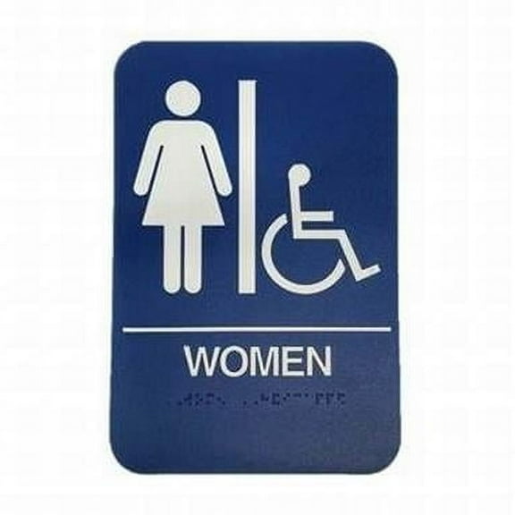 Don-Jo HS907005 Women's / Handicap ADA Blue Bathroom Sign Blue Finish