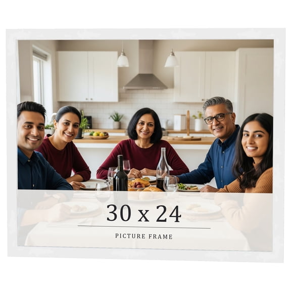 30x24 Frame White Real Wood Picture Frame Width 0.75 inches | Interior Frame Depth 0.5 inches |