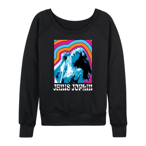 Janis Joplin - Janice Retro Color Waves - Women's Lightweight French Terry Long Sleeve Shirt