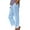 2# Light Blue, variant on 2026 Casual Summer Linen Pants Womens Capris Lace Elastic High Waist Pant Straight Cropped Trouser Khaki L
