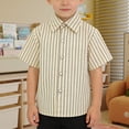 thumbnail image 4 of EnJoCho Kids Boys Button Down Shirt Short Sleeve Plain Lapel Lapel Collar Shirts with Pocket Toddler Plain School Unifor𝗆 Tops, 4 of 5