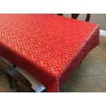 thumbnail image 2 of Heavy Brocade Shiny Christmas Tablecloth Stars Red, 2 of 3